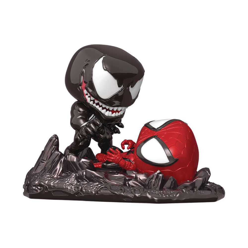 Pop Comic Moment Marvel Spider-Man vs Venom Metallic Previews Exclusive Figure