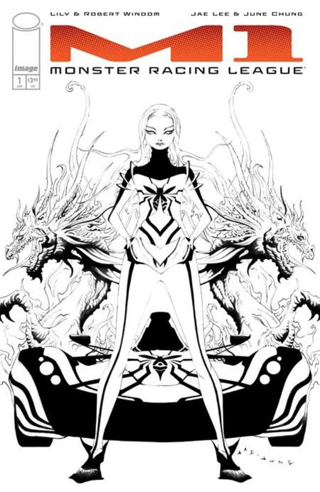 M1 Monster Racing League #1 Cover E 1 in 50 Jae Lee Black & White Variant