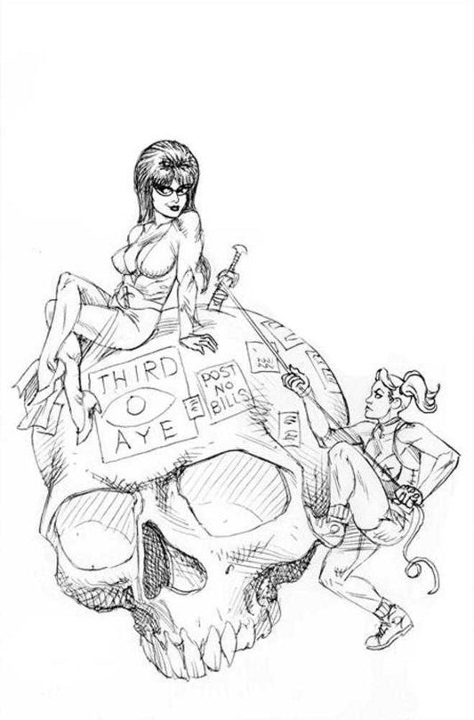 Harley Quinn X Elvira #6 Cover N Foc 1 in 10 Joseph Michael Linsner Line Art Full Art Variant