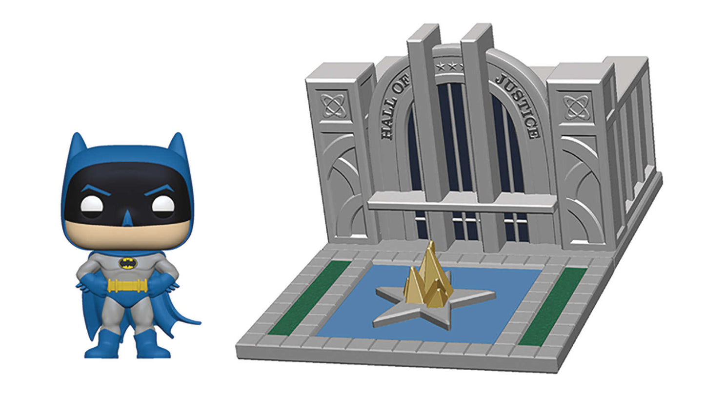 Pop Town Batman 80th Hall Of Justice with Batman Vinyl Figure